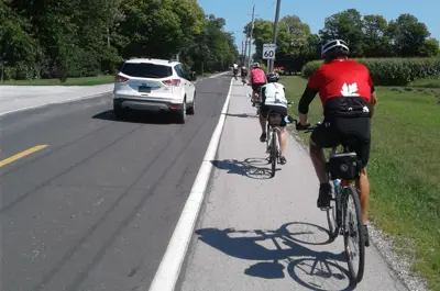 Group cycling on paved shoulders