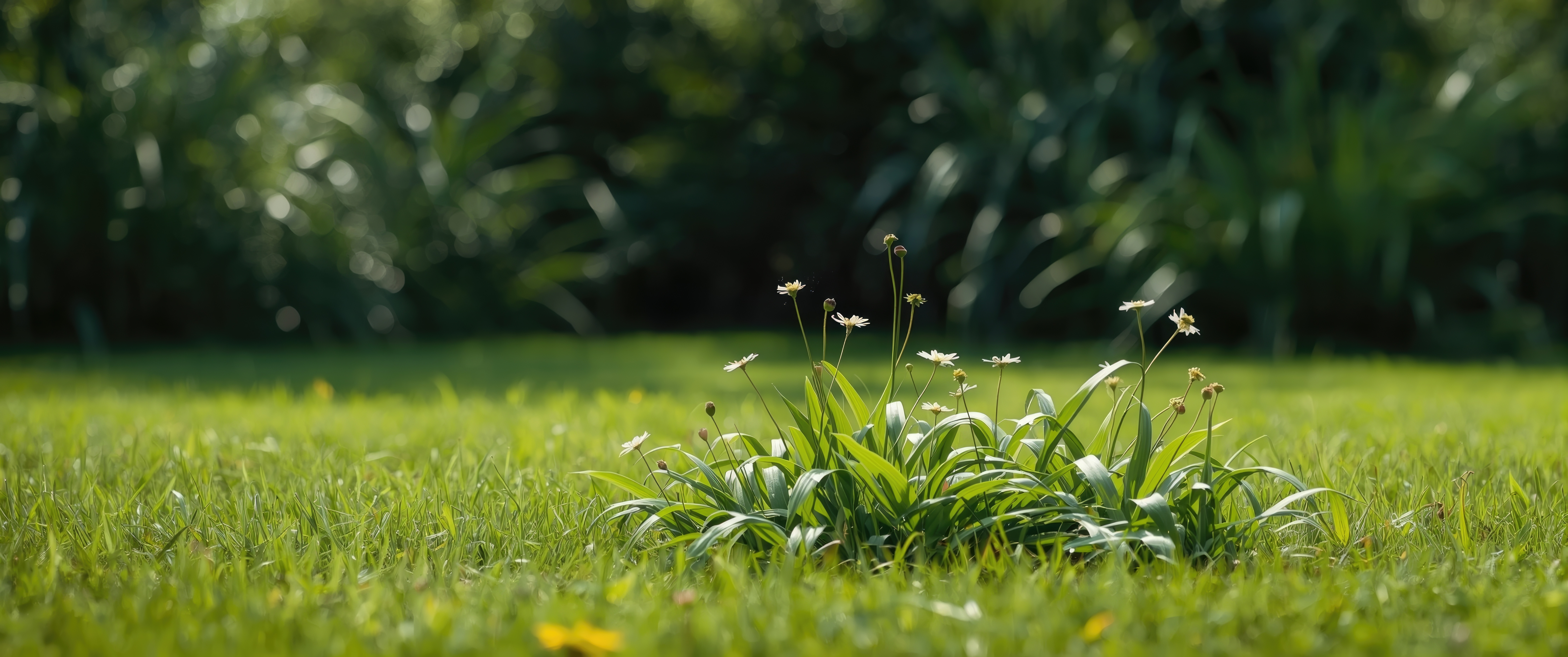 Weed in the middle of lawn.