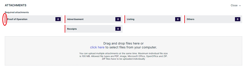 Example of missing attachments on Cloudpermit