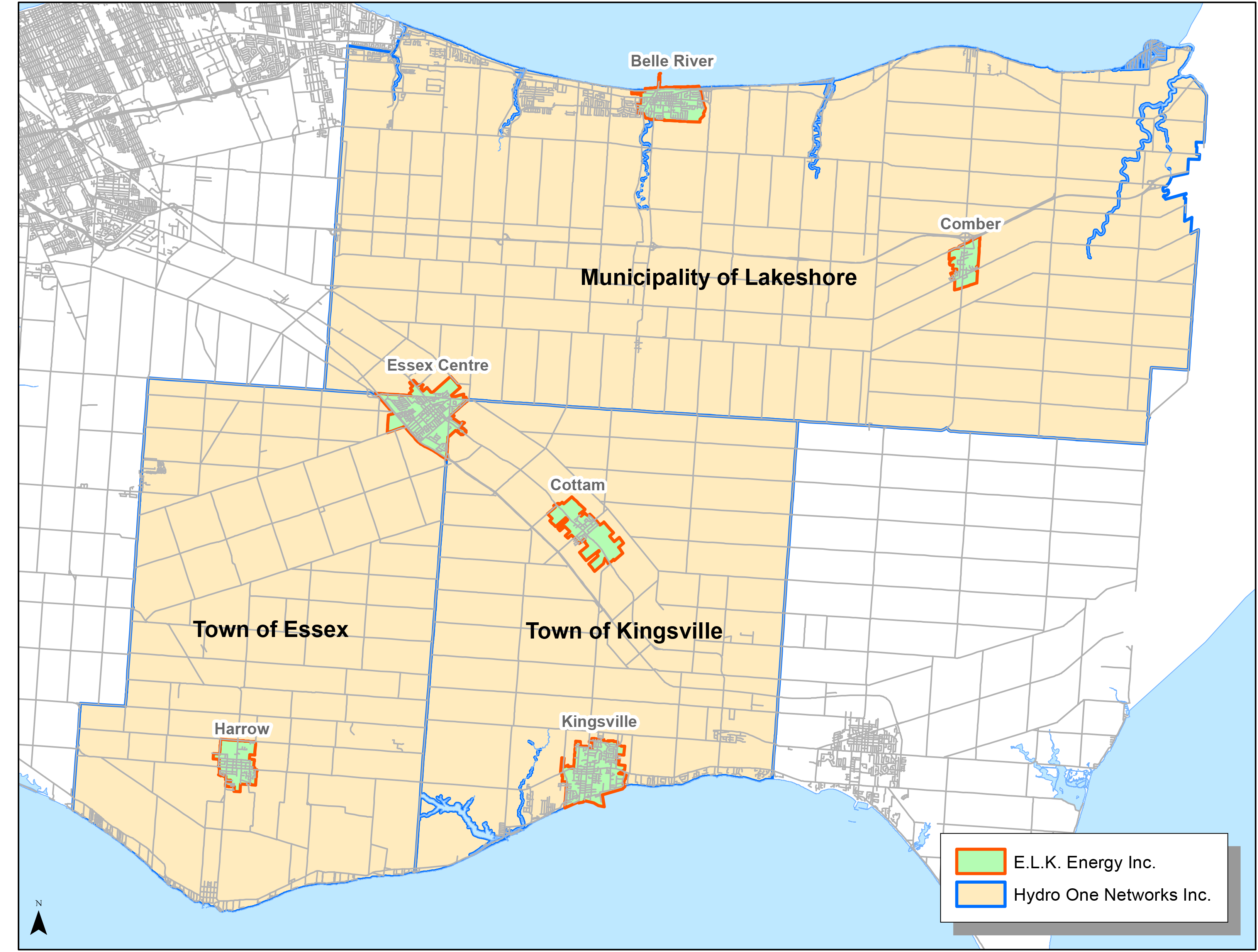 map showing the ELK service area.